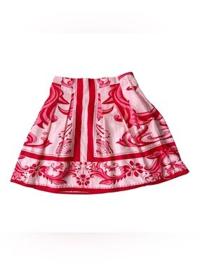 No Brand Printed Linen Blend lined with Pockets Skirt